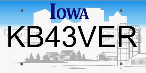 KB43VER Iowa License Plate