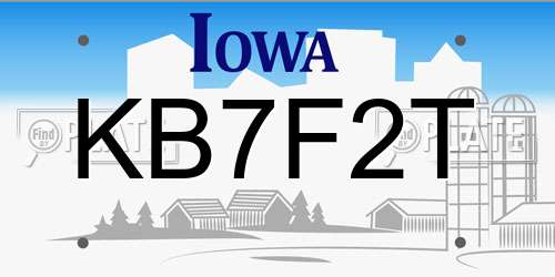 KB7F2T Iowa License Plate