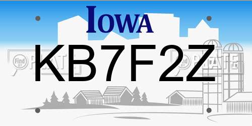 KB7F2Z Iowa License Plate