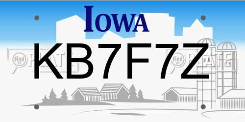 KB7F7Z Iowa License Plate