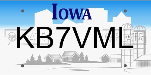 KB7VML Iowa License Plate