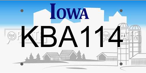 KBA114 Iowa License Plate
