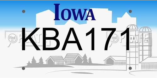 KBA171 Iowa License Plate