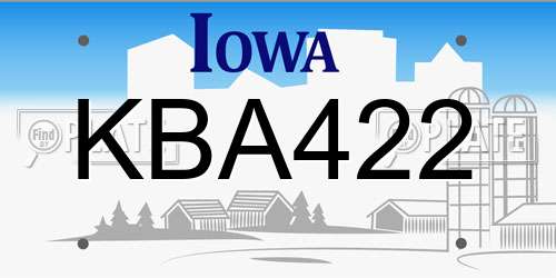 KBA422 Iowa License Plate