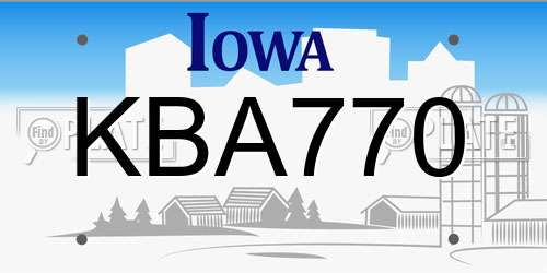 KBA770 Iowa License Plate