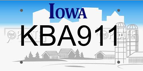 KBA911 Iowa License Plate