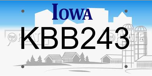 KBB243 Iowa License Plate