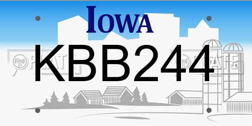 KBB244 Iowa License Plate