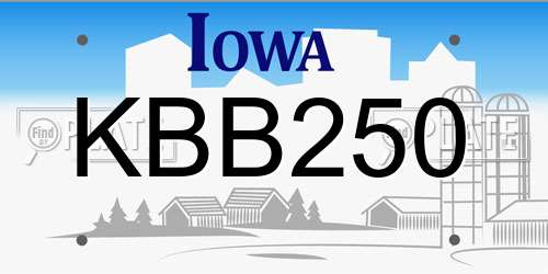 KBB250 Iowa License Plate
