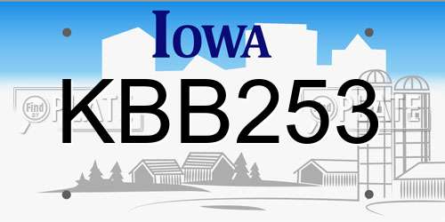 KBB253 Iowa License Plate