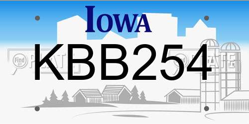 KBB254 Iowa License Plate