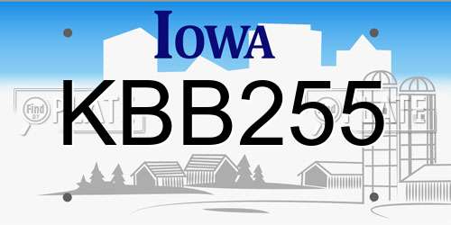 KBB255 Iowa License Plate