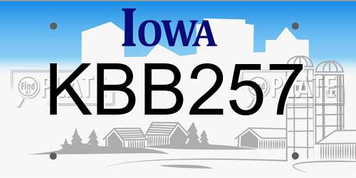 KBB257 Iowa License Plate