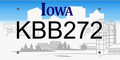KBB272 Iowa License Plate