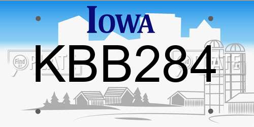 KBB284 Iowa License Plate
