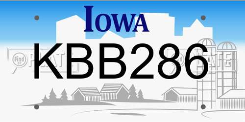 KBB286 Iowa License Plate