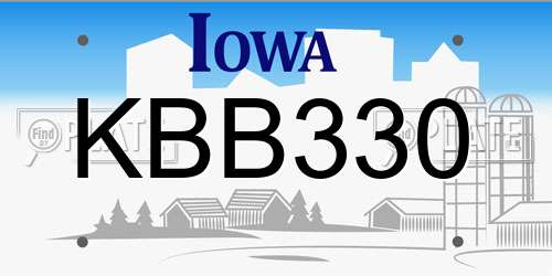 KBB330 Iowa License Plate