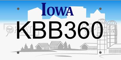 KBB360 Iowa License Plate