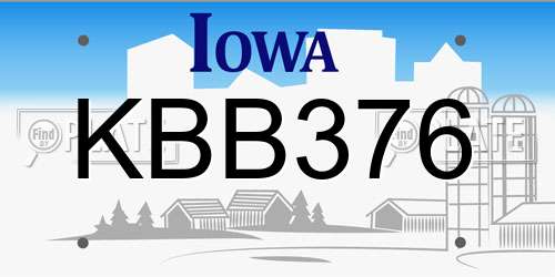 KBB376 Iowa License Plate