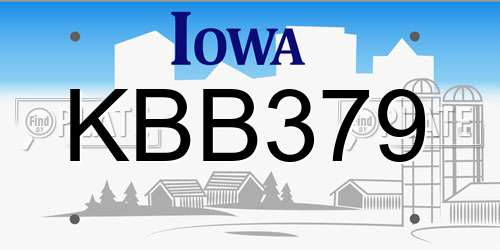 KBB379 Iowa License Plate