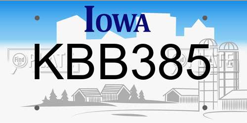 KBB385 Iowa License Plate