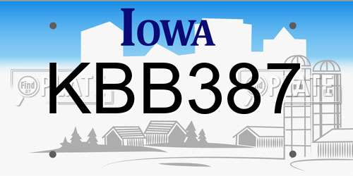 KBB387 Iowa License Plate