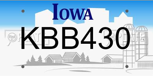 KBB430 Iowa License Plate