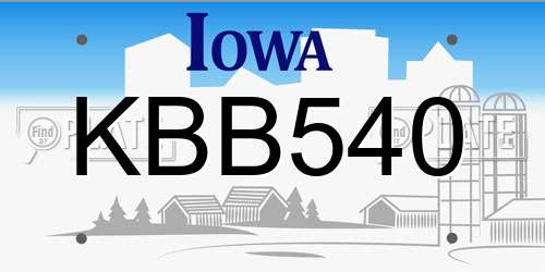 KBB540 Iowa License Plate