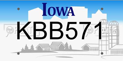 KBB571 Iowa License Plate