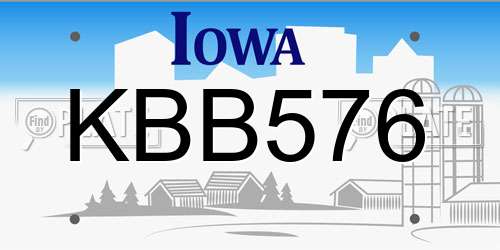 KBB576 Iowa License Plate