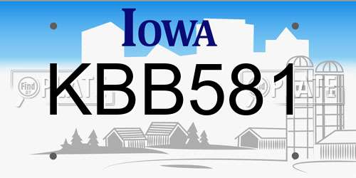 KBB581 Iowa License Plate