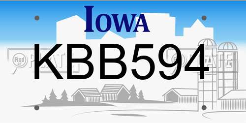 KBB594 Iowa License Plate