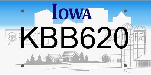 KBB620 Iowa License Plate