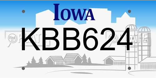 KBB624 Iowa License Plate