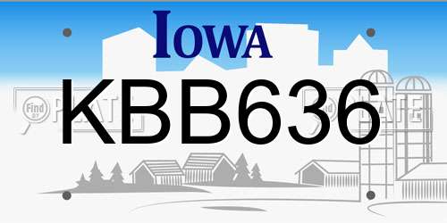 KBB636 Iowa License Plate