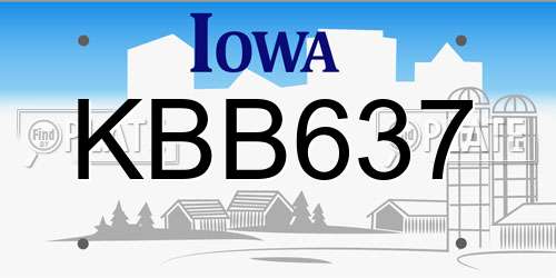 KBB637 Iowa License Plate