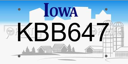 KBB647 Iowa License Plate
