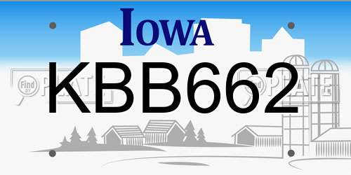 KBB662 Iowa License Plate
