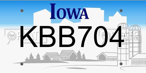 KBB704 Iowa License Plate