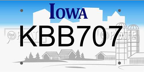 KBB707 Iowa License Plate