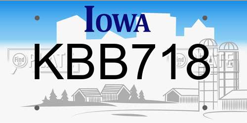 KBB718 Iowa License Plate