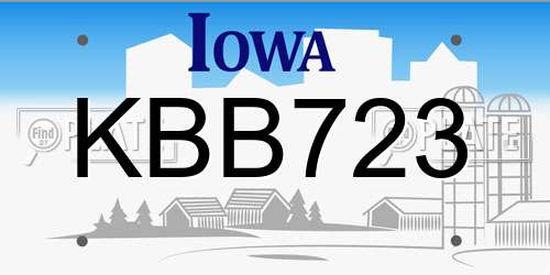 KBB723 Iowa License Plate