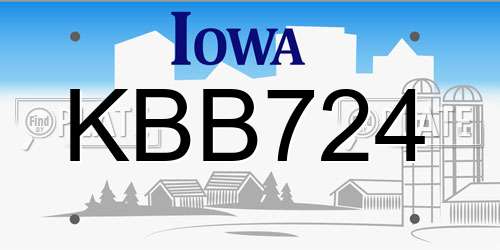 KBB724 Iowa License Plate