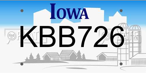 KBB726 Iowa License Plate