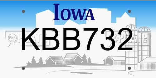 KBB732 Iowa License Plate
