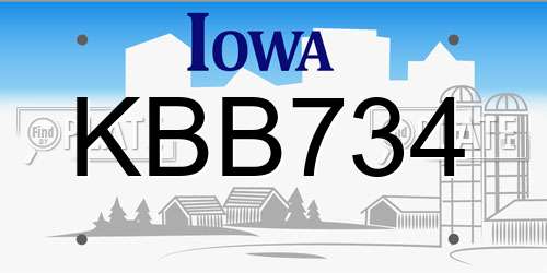 KBB734 Iowa License Plate