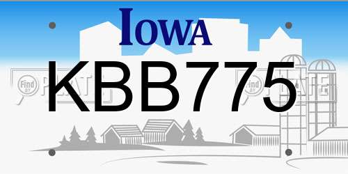 KBB775 Iowa License Plate