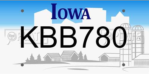 KBB780 Iowa License Plate