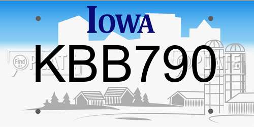 KBB790 Iowa License Plate