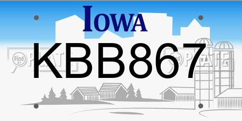 KBB867 Iowa License Plate